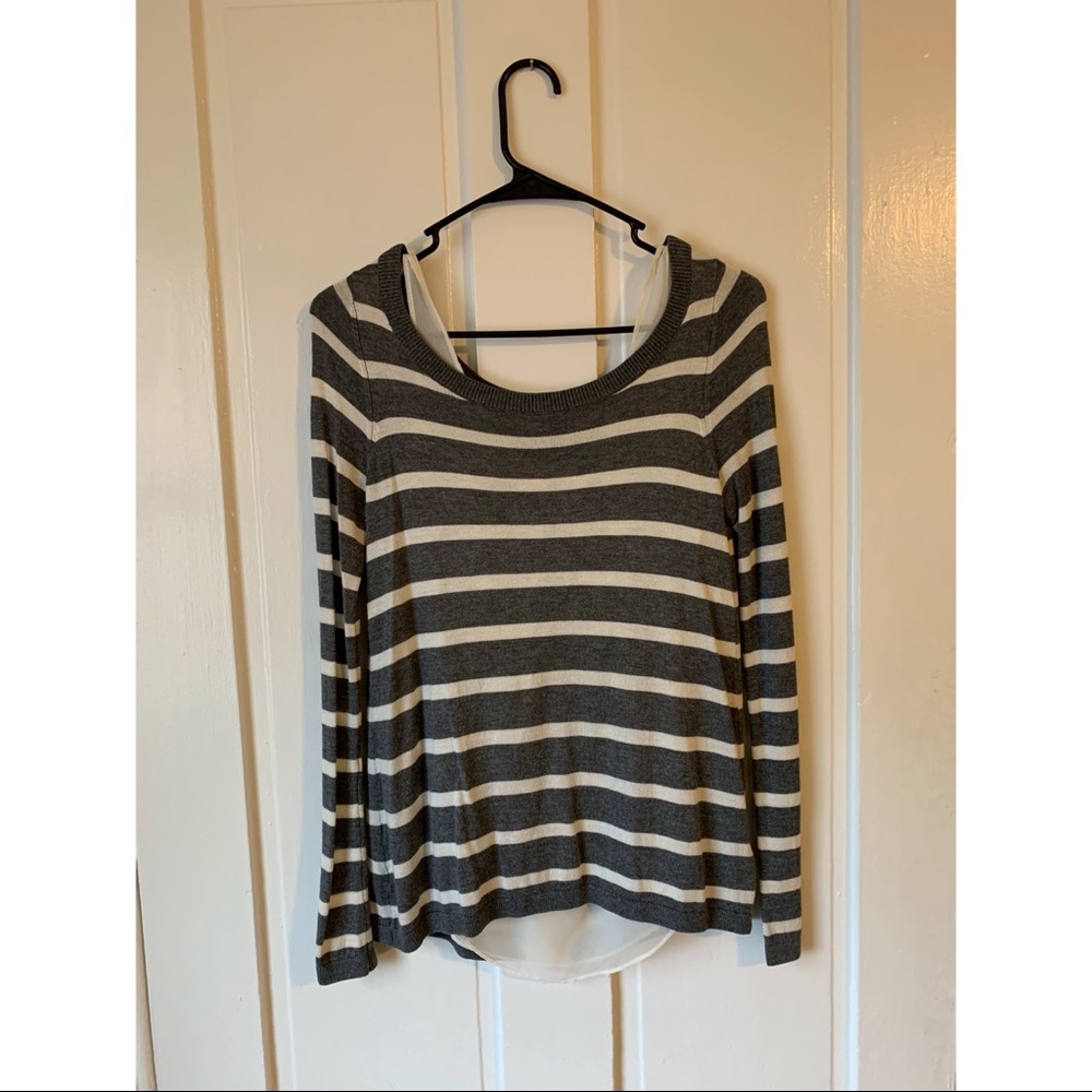 EXPRESS grey striped double layer sweater, XS